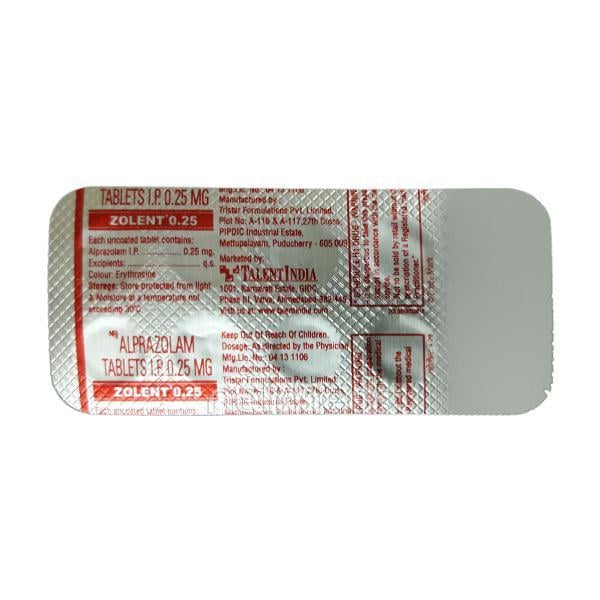 Zolent 0.25mg Tablet 10'S - Global Surgicals