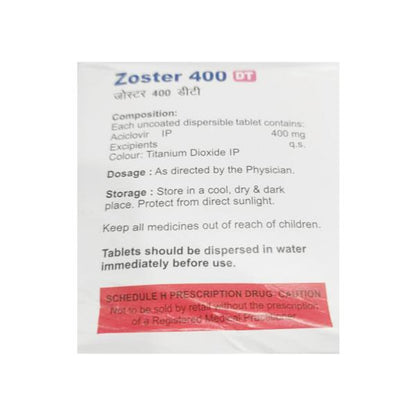 Zoster 400 DT Tablet 10'S - Global Surgicals