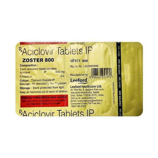 Zoster 800mg Tablet 10'S - Global Surgicals