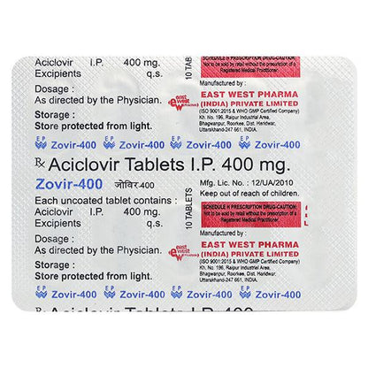 Zovir 400mg Tablet 10'S - Global Surgicals