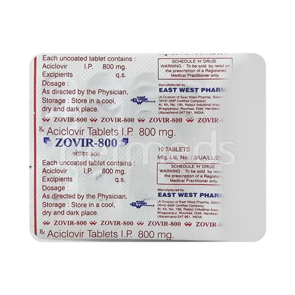 Zovir 800mg Tablet 10'S - Global Surgicals