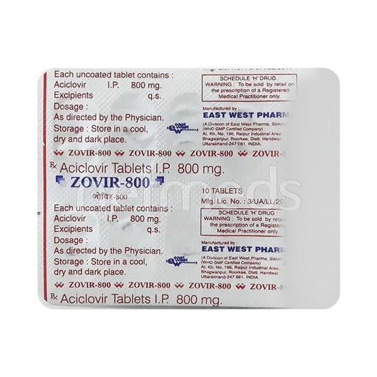 Zovir 800mg Tablet 10'S - Global Surgicals