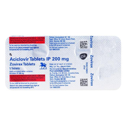 Zovirax 200mg Tablet 5'S - Global Surgicals