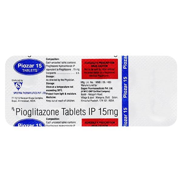 PIOZAR 15 Tablet 10's