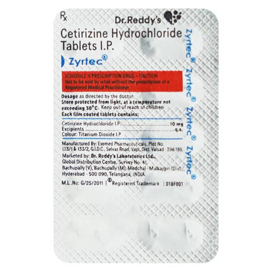 Zyrtec 10mg Tablet 10'S - Global Surgicals