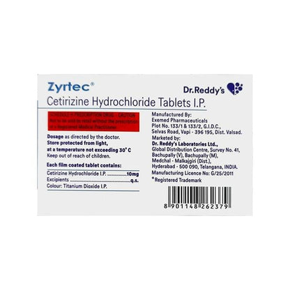 ZYRTEC 10mg Tablet 15's - Global Surgicals